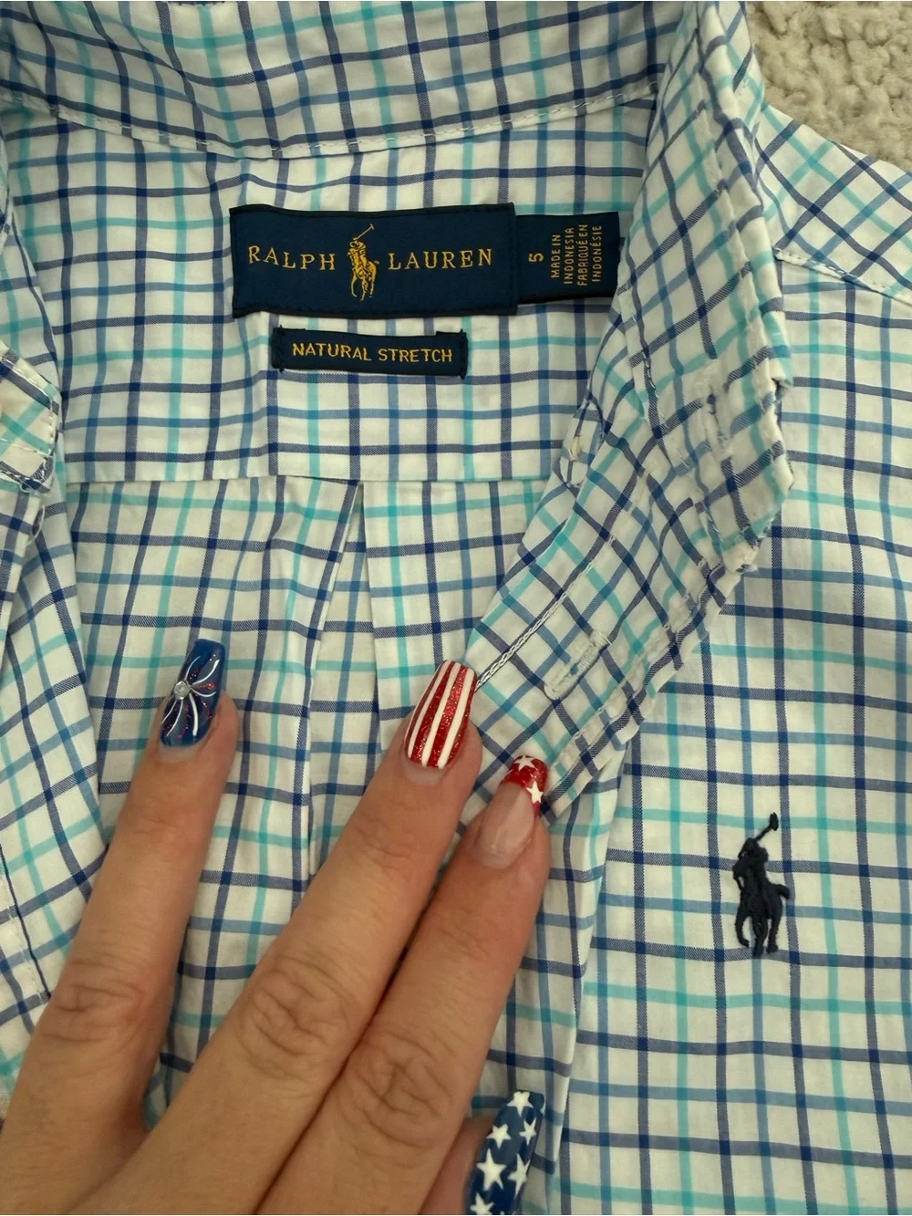 Ralph Lauren Blue and Green Checkered Boys Button-Down Shirt
